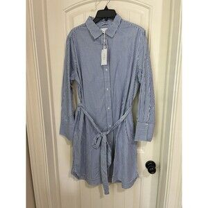 Free Assembly Mini Shirtdress with Long Sleeves Blue Stripe Size XL NWT